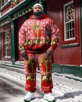 Big & Tall Guy's Christmas Snow Bear Hoodie and Sweatpants Set